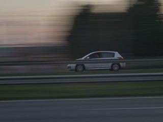 Fototapeta na wymiar Slow shutter fast car