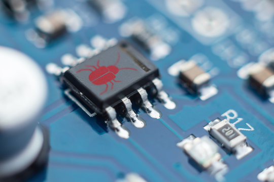 Software security concept. Errors in the program. Bugs in the program. The presence of a backdoor, rootkit. 1