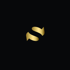 Letter AS Logo Design, Minimal Letter A S Logo Design Using Letters A and S in Gold and Black Color