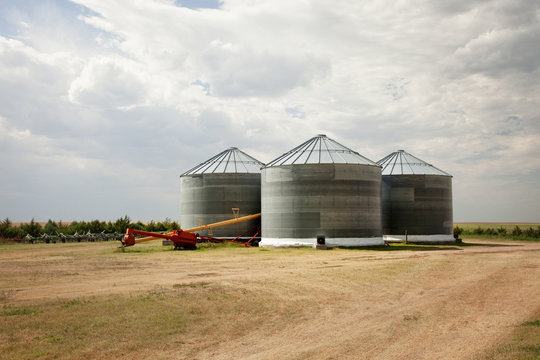 Grain silo on field