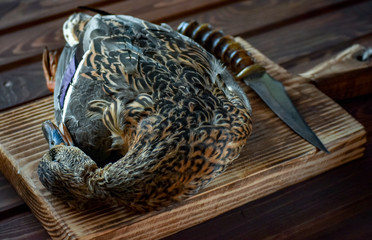 Killed duck before cooking.