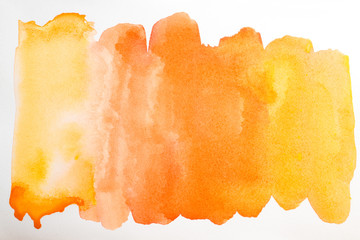 watercolor orange yellow element on white textured paper rectangle with jagged edges