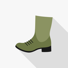 Boots flat icon with long shadow isolated on white background. Simple shoes sign symbol in flat style. Shoes Vector illustration for web and mobile design.