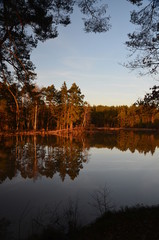 Fototapeta premium Abendstimmung am See, mit Spiegelung