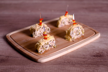 Sandwiches with cream cheese, olives and lettuce