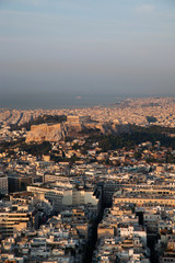 Fototapeta premium cityscape of Athens in early morning with the Acropolis seen from Lycabettus Hill, the highest point in the city