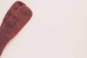 A pair of mittens. Copyspace.