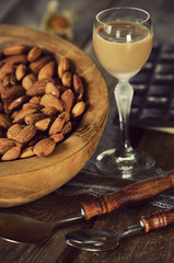 liqueur and almonds