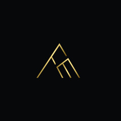 Letter FM Logo Design, Creative Minimal FM Logo Design Using Letter F M in Gold and Black Color