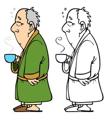 Middle aged morning man.  Comes with bonus black outline version.