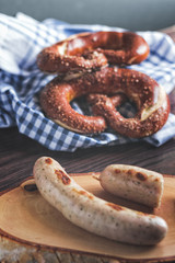 The bavarian weisswurst, pretzel and mustard