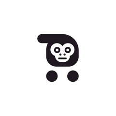 Monkey Cart Shop Online Cute Abstract Icon Logo Design Template Element Vector