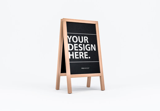 Wooden Menu Board on Easel Mockup 