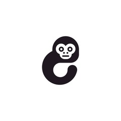 Monkey Cute Animal Silhouette Abstract Illustration Icon Logo Design Template Element Vector