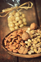  almonds and pistachios in a bowl