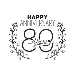 number 80 for anniversary celebration card icon