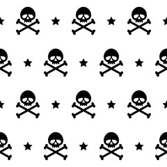texture skull bone repeated seamless pattern print white black pirate