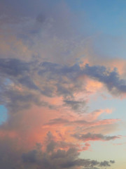 Sunset sky over the desert in the Western Kazakhstan in May