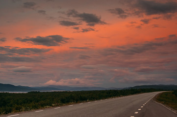 Fototapeta premium Beautiful view in the evening to the Tornetrask lake near Abisko