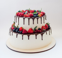 Double decker biscuit cake with berries