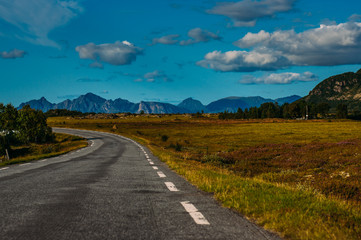 Fototapeta na wymiar Road in Straumnes, Lofoten Islands, Norway