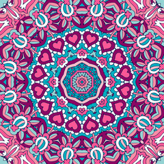 Tribal indian ethnic seamless design. Festive colorful mandala pattern