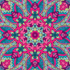 Tribal indian ethnic seamless design. Festive colorful mandala pattern
