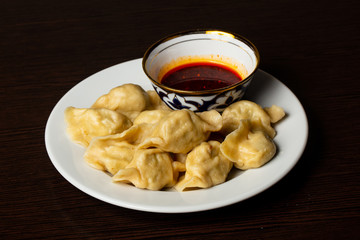 Chinese dumplings with sauce