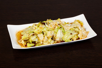 Fried cabbage with pepper