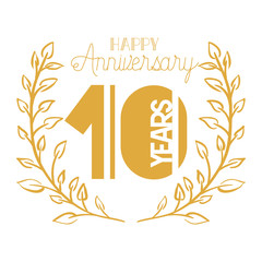 number 10 for anniversary celebration card icon