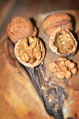 walnuts on wooden background