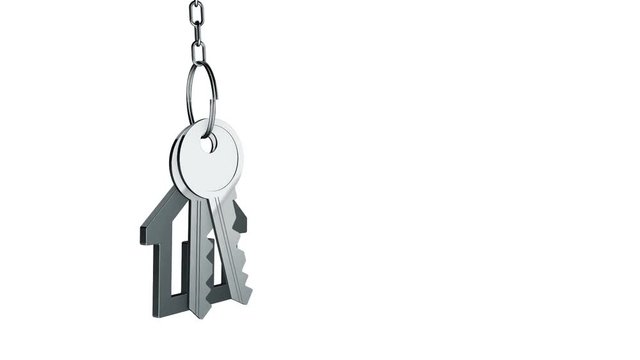 Animation of rotation keys from a new home with trinket like house icon. Animation of seamless loop.