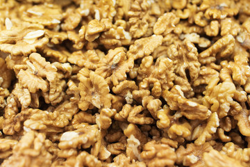 Walnuts background closeup