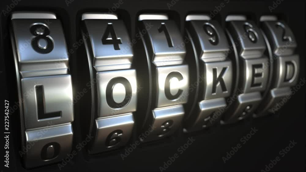 Poster code lock rings stop rotation at word locked