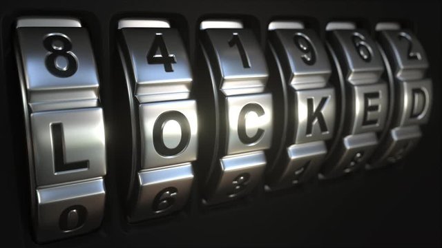 Code lock rings stop rotation at word LOCKED