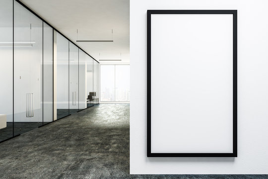 White office lobby with poster