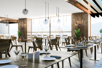 Interior of European restaurant