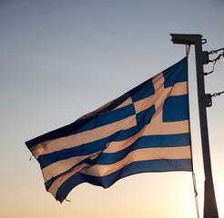 greece flag at sunrise