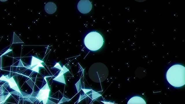Magic crystals in the corner of the screen.Abstract digital data nodes and connection paths within any type of network or system of networks. Animation for visuals, vj, light presentations or as
