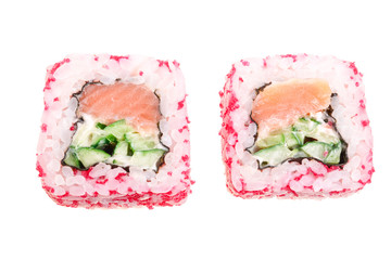 sushi roll isolated on white background without a shadow