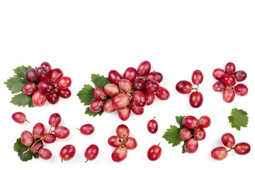 pink grapes isolated on the white background with copy space for your text. Top view. Flat lay pattern