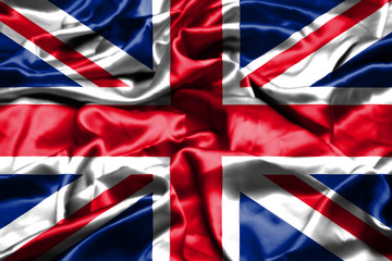 United Kingdom flag waving in the wind.