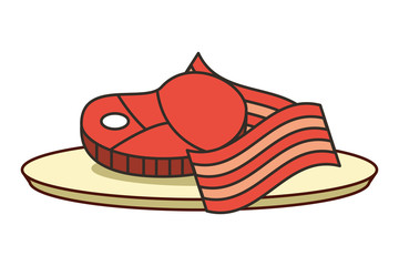 meat steak bacon on dish fast food