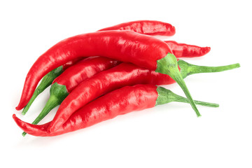 red hot chili peppers isolated on white background