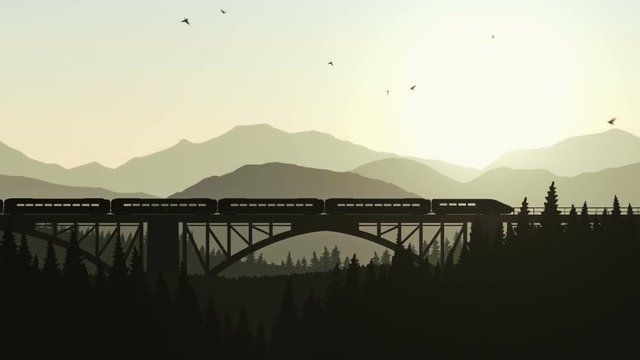 Animation moving of landscape in cartoon style . Three versions on my portfolio: day, sunset and night. Animation of seamless loop.