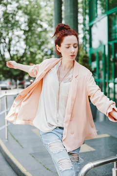Woman dancing outdoors