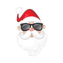 Portrait of Santa Claus with sunglasses - cartoon style