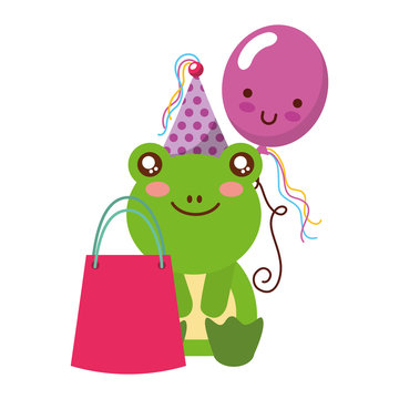 cute frog bag and balloon kawaii birthday