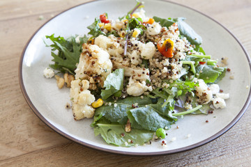Kale Salad with Roasted Cauliflower and Quinoa