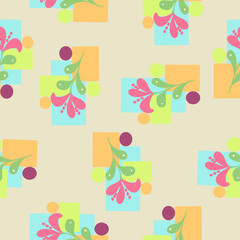 flowers with colored figures on a light brown